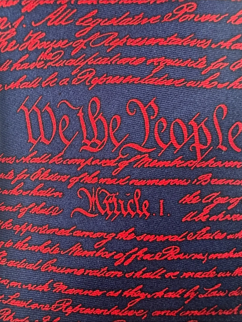 Josh Bach Men’s Necktie Navy Silk Tie US Constitution 100% Silk made in NY